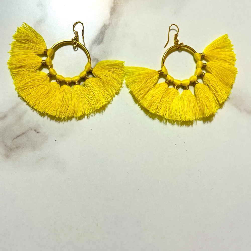 Yellow Tassle Earrings
